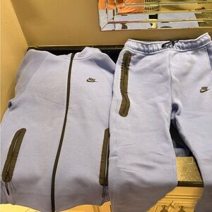Nike Tech Light Blue Tracksuit with Black Accents